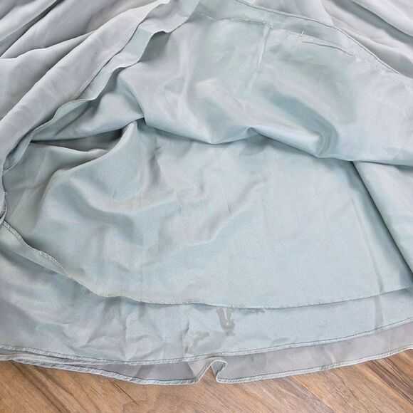 🍑David's Bridal Dusty Sage Green Flutter Sleeve Gown Size 6 - Picture 11 of 13